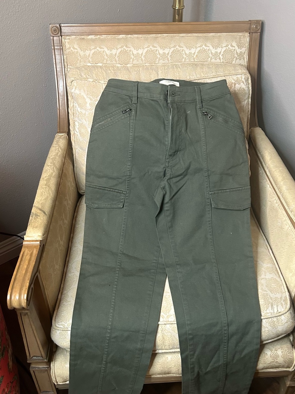 H&M Dark Khaki Green Slim Utility Cargo Pants Goth Punk